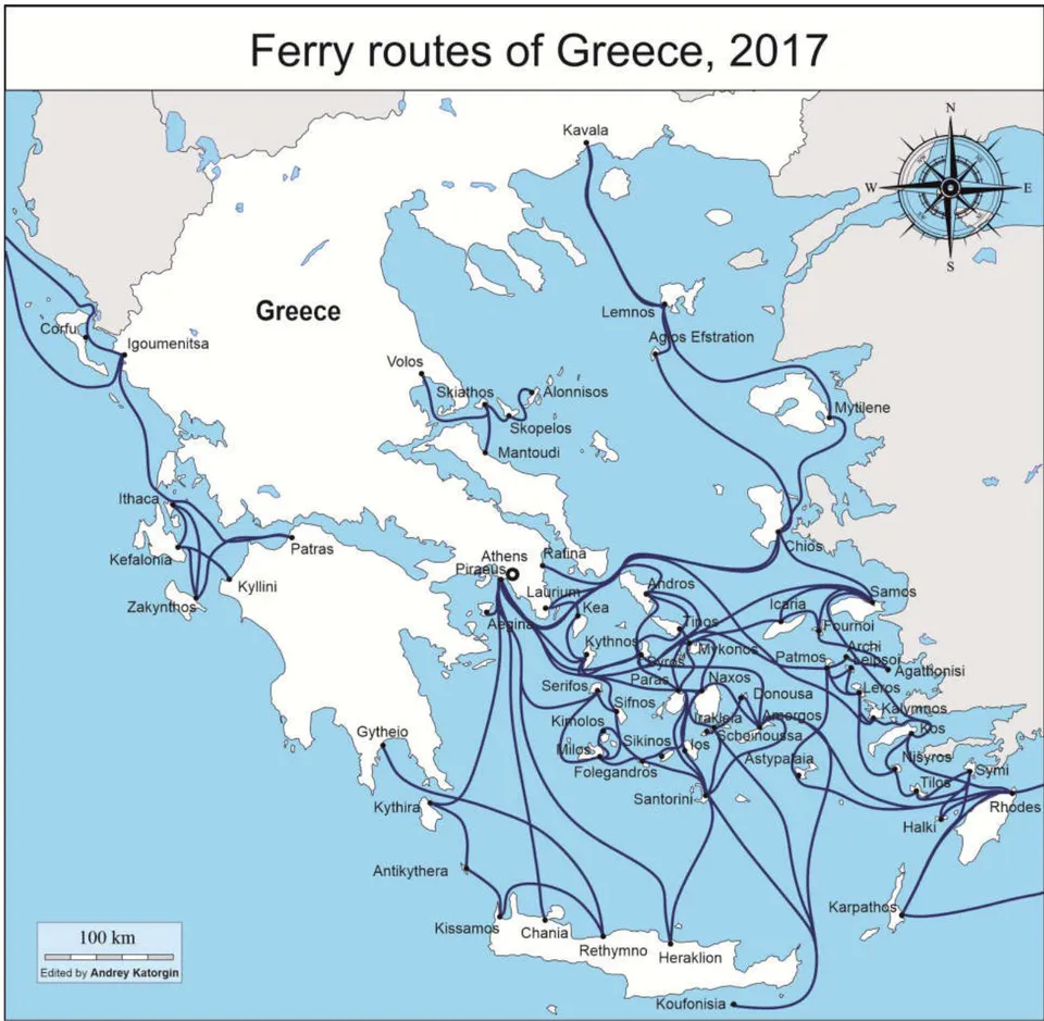 Figure 1: Ferry Routes of Greece
