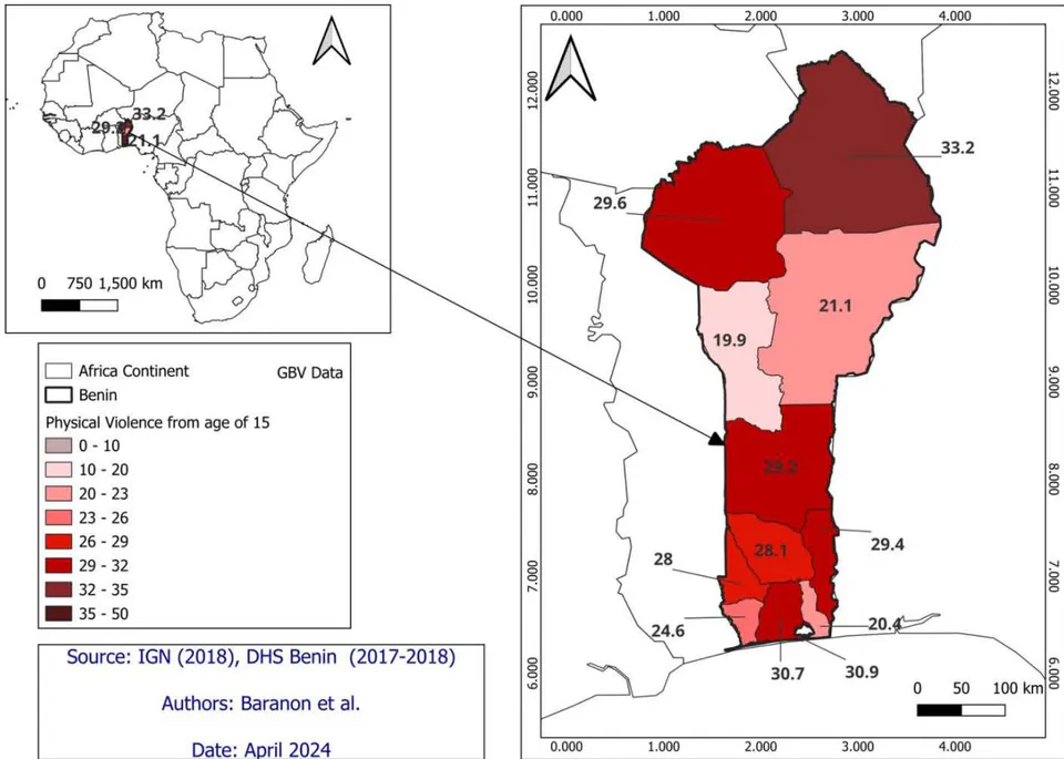 Figure 1: Percentage of Women Aged 15-49 who have Experienced Physical Violence since the Age of 15