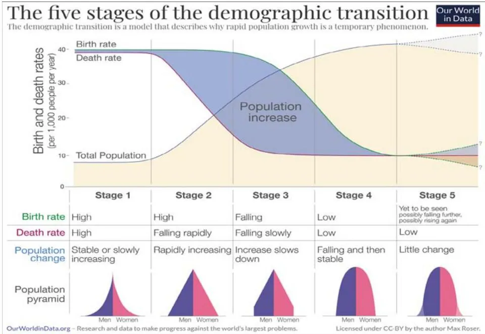 Figure 1: Representation of the Five Stages of the Demographic Transition