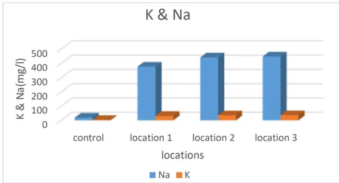 Figure 10: Average of sodium and potassium ions for the studied spring water (mg/L)