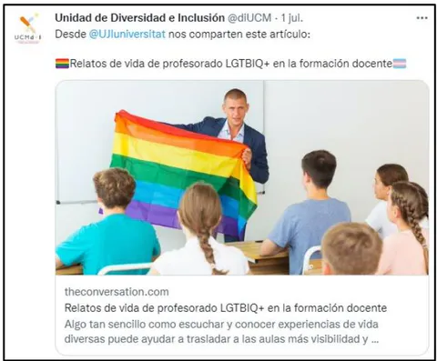 Figure 1: Tweet from @diUCM during Pride
