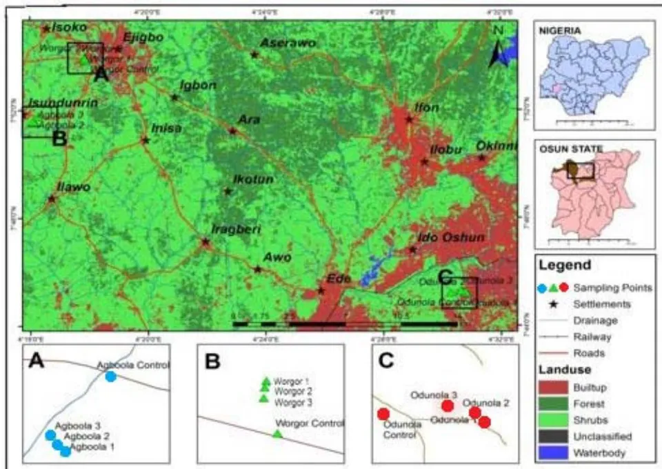 Figure1: Map of the Collection Site Depicting Collection Points
