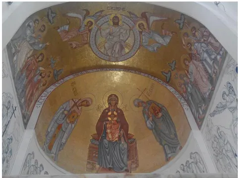Fig. 3: Painting of the conch of the apse of the church of St. Nina of the monastery of the same name in Georgia. Photo of the author.