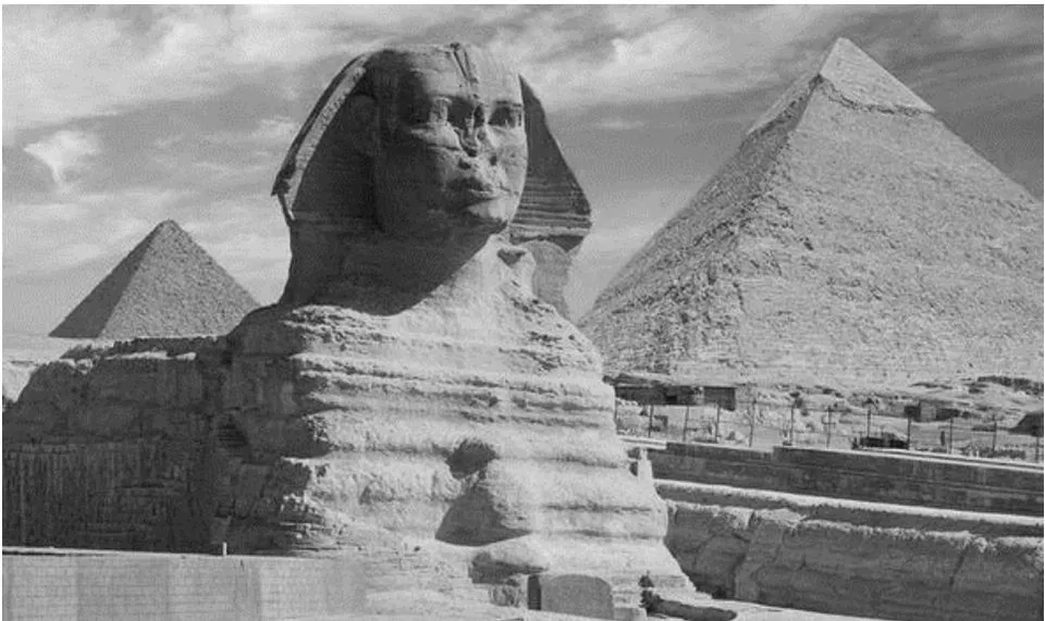 Figure 8: Showing the eroded Sphinx and Pyramids at Giza in Egypt
