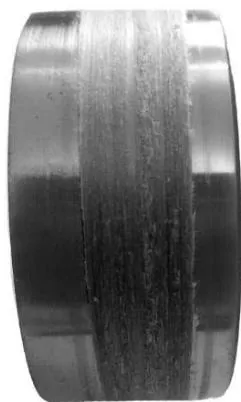 Figure 2: The anti-friction layer formed on the surface of the counterbody in the process of friction of the sample No4 of the hybrid composite