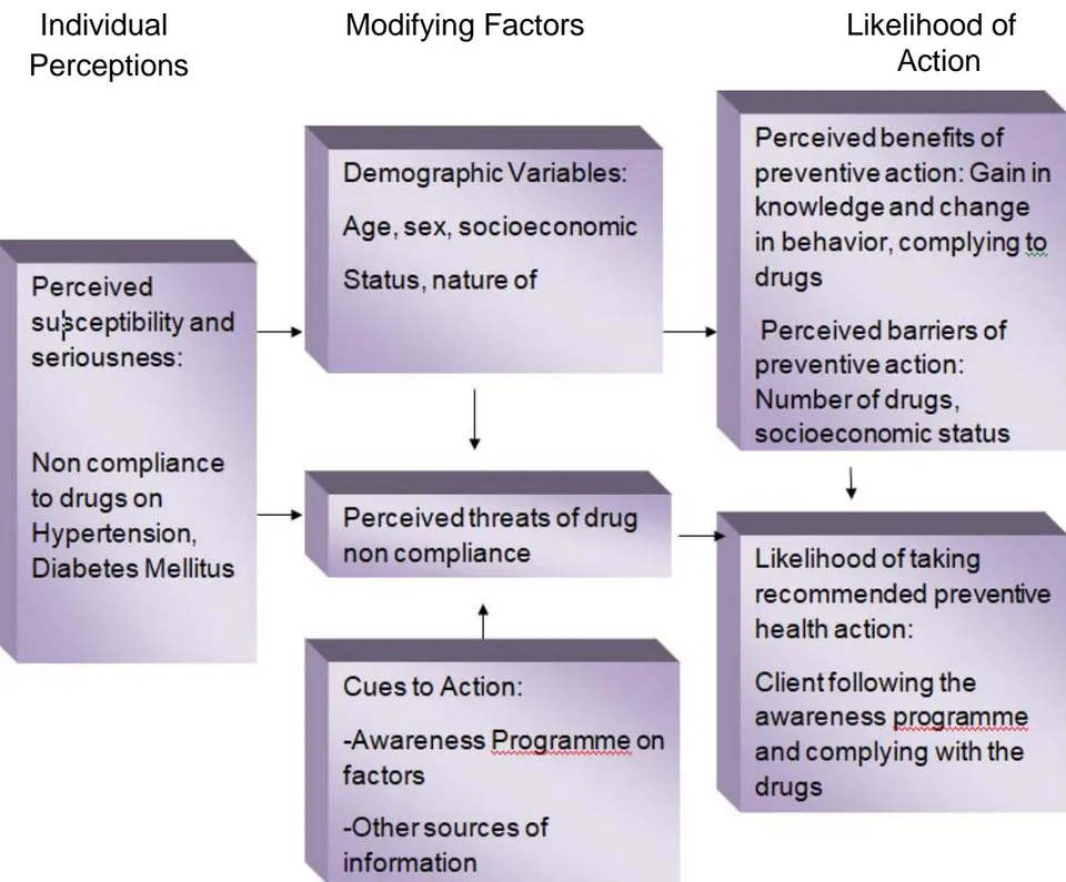Figure 3: Conceptual Framework based on Rosenstoch's and Becker and Maiman's Health Belief Model