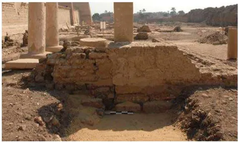 Figure 14: The state of conservation of the old mud brick foundation before the restoration works.