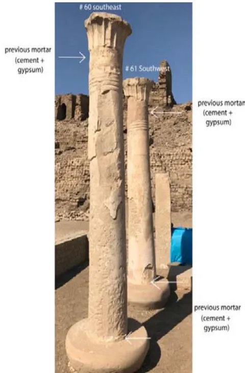 Figure 18: Shows the parts of the previous mortar used to reassemble the column of South East # 60 and the column of Southwest # 61 in 1930.