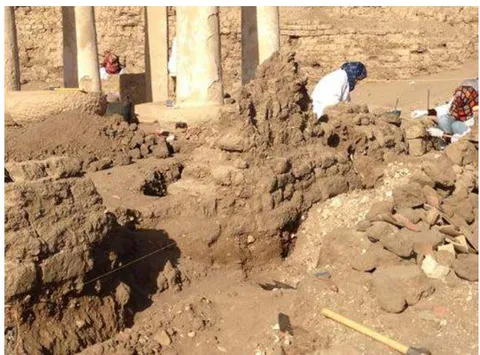 Figure 12: The site, during the clearing of the north side section of the original 21st dynasty adobe wall.
