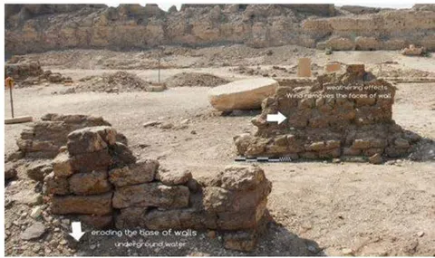 Figure 13: The state of conservation of the old mud brick walls before the restoration works.