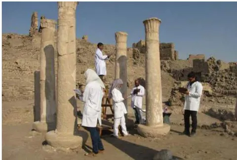 Figure 7: Site before restoration, studying the state of conservation of the columns.