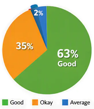Pie chart illustrating the breakdown of citizen satisfaction into Good, Okay, and Average