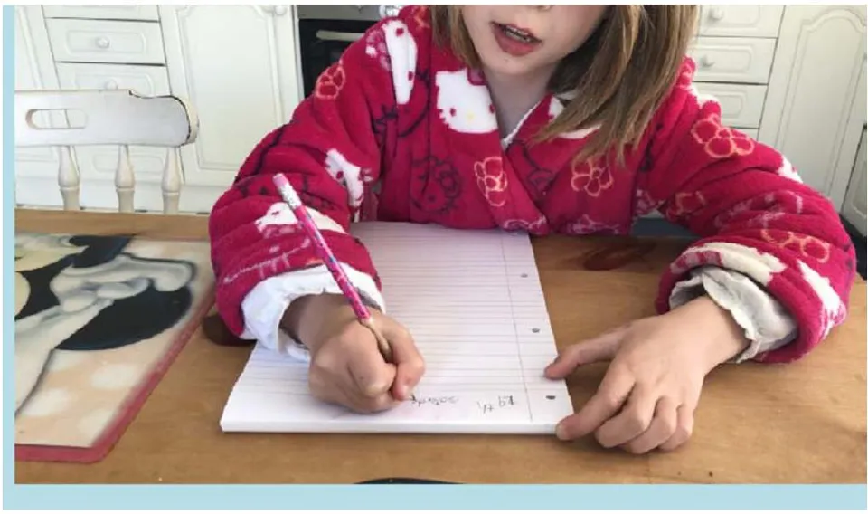 Figure 9: Amy age 5.5 y. right-handed and thumb over grip
