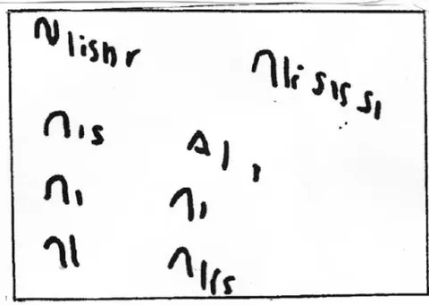 Figure 2: Dyslexic Steven's freeform writing. Age 6.5 years