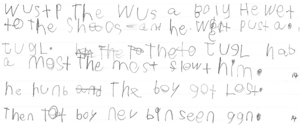 Figure 10: Hisham's script on entry to year 2 in 2016, age 7 years
