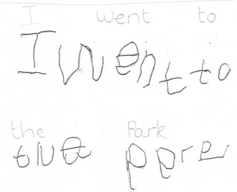 Figure 6: Harry's copywriting. Note also the poor example he has to copy and the inappropriate capital P.