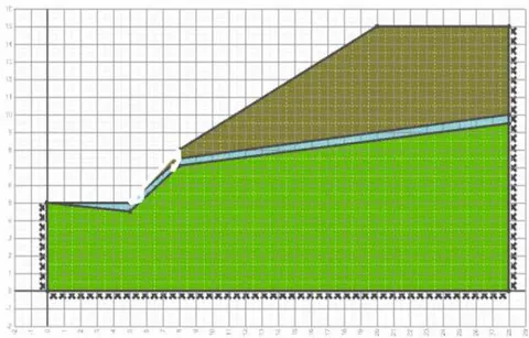 Fig. 9: Critical failure surface from DLO for the problem in Fig. 8