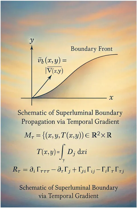 Figure 1: Mathematical schematic of temporal-gradient-induced boundary propagation in a relativized observer field.