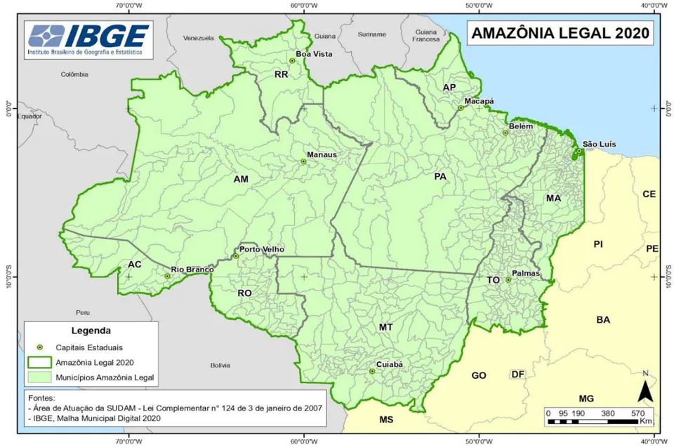 Fig. 1: Legal Amazon Area - Brazilian Institute of Geography and Statistics - IBGE