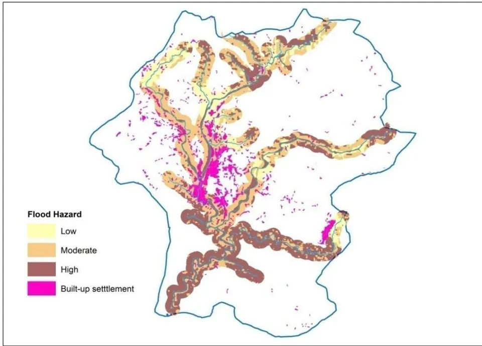 Figure 5: Spatial distribution of Flood hazard susceptibility