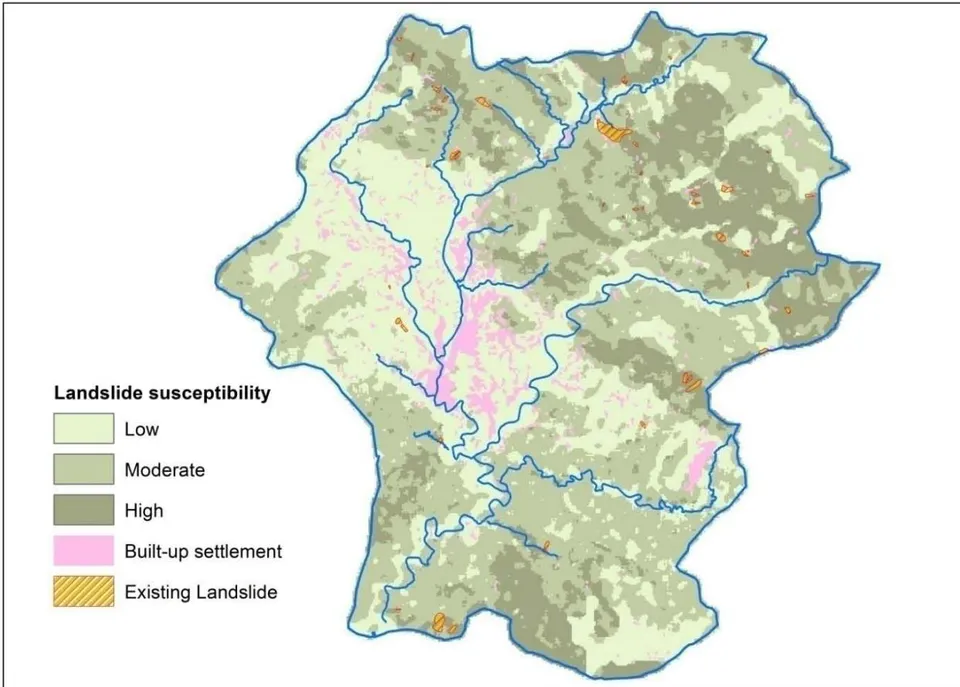 Figure 3: Spatial distribution of Landslide hazard susceptibility