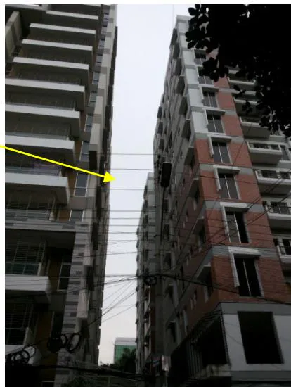 Figure 19: Requisite side setbacks maintained according to FAR between newly built high rise buildings blocks, Block-4, Dhanmondi