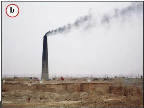 Figure 9: a) Al-Muthana cement Plant, b) Brick plant west of Najaf city.