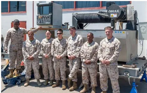 Figure 29: Repair and fabrication unit members with OMAX Mobile JetMachining Center at Camp Leatherneck, Afghanistan ^{17}