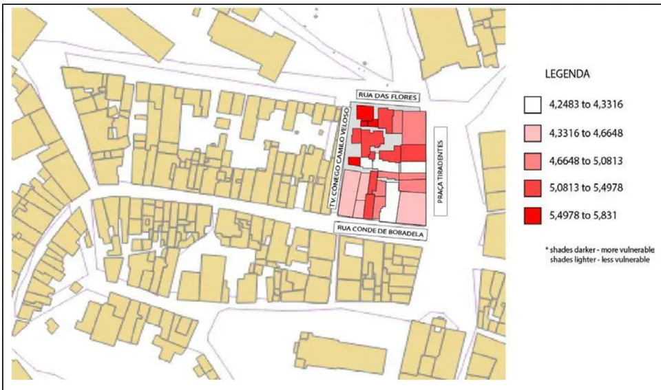 Figure 5: Fire risk assessment using Gretener. Source: Image prepared by the Fire Science and Technology Research Group – IGNIS Figure 6: Fire risk assessment using MCA.