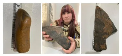 A aluna Eloísa de Oliveira, do 9ºano, apresenta os artefatos arqueológicos encontrados na propriedade de sua família, na comunudade de “Lurdes”. No município de Tangará.