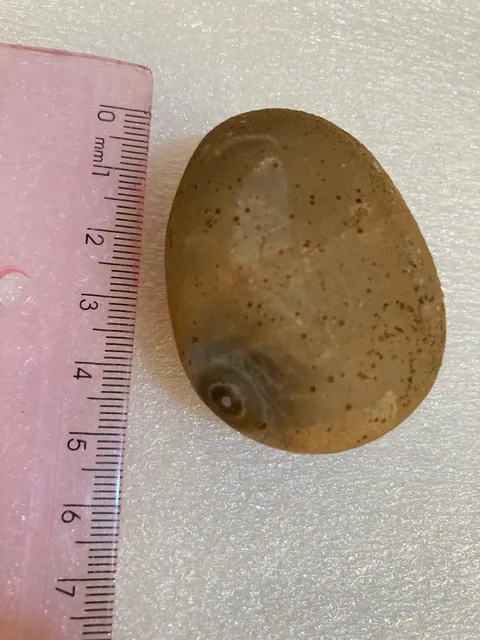 Material lítico. Comprimento: 5cm. Largura:2cm. Espessura: 1cm. Peso: 20g.