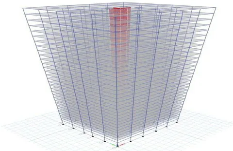 Figure 2: 3D view showing shear wall location for Structure I