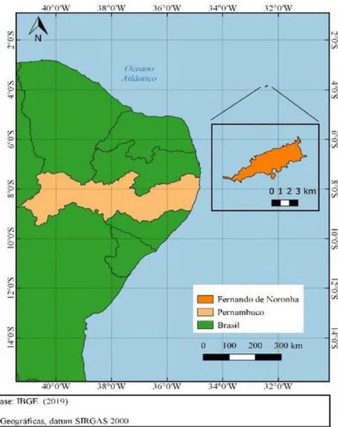 Fig. 1: Geographic map of the island of Fernando de Noronha (PE), 2022.
