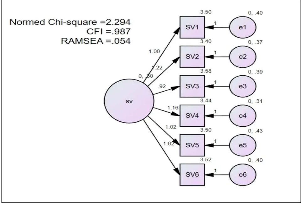 Figure 3.5: Final measurement model for constructs of SV