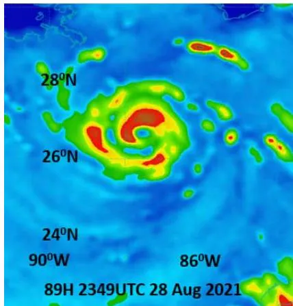 Figure 25: Hysplit trajectories from 0600UTC 29 August 2021 left over one hour and right over 12hours with dashed line showing 12hr track
