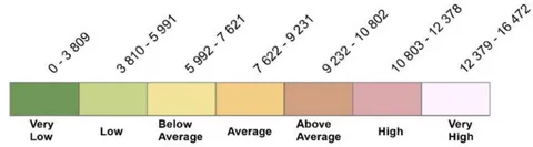 Fig. 5: Diagram of belonging of ore minerals to tectonic fragmentation zones (with approximation curve). Nuratau Ridge, Uzbekistan