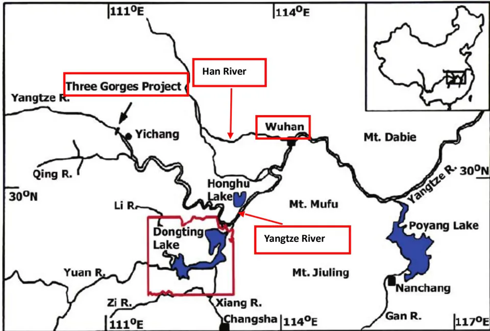 Figure 7: Location of the Dongting Lake region (ZHAO et al., 2005)