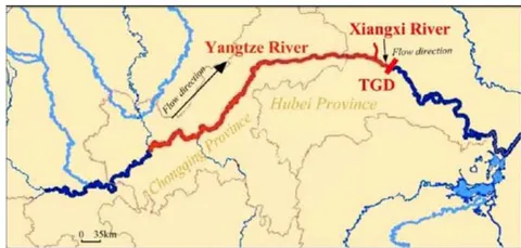 Figure 5: Location of the Three Gorges Dam (TGD) and sketch map of the study area (LIAN et al., 2014)
