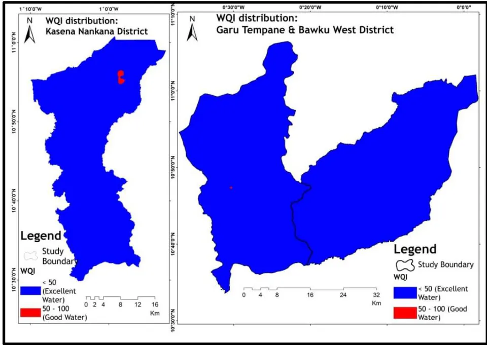 Figure 6: The Study area WQI Distribution