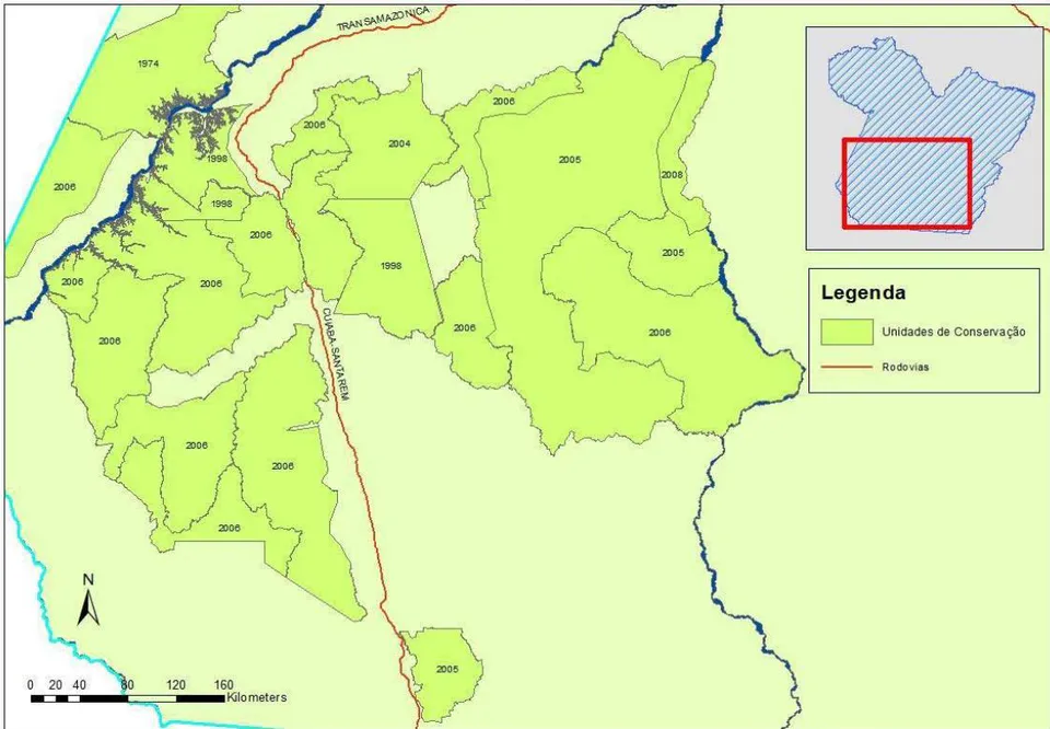 Figura 11: Ano de criação das unidades de conservação no Sudoeste Paraense Fonte: elaborado pelo primeiro autor a partir de dados do MacroZee da Amazônia Legal (MMA, 2010).