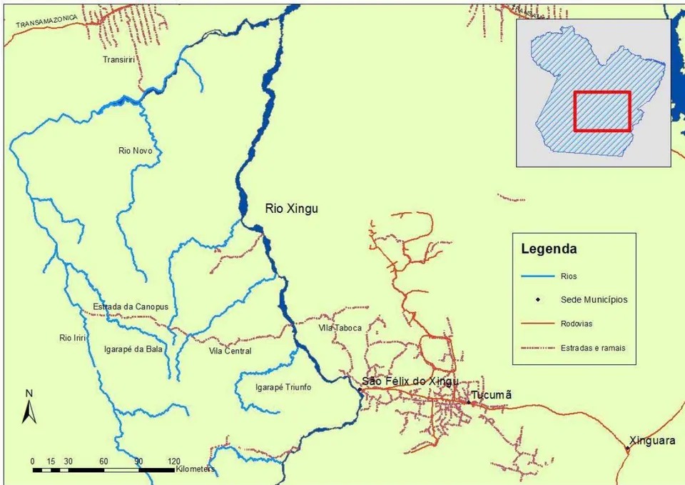 Figura 4: Terra do Meio: abertura da estrada da Canopus e da Transiriri Fonte: elaborado pelo primeiro autor a partir de dados do MacroZee da Amazônia Legal (MMA, 2010).