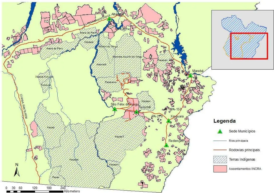 Figura 2: Frentes de expansão rodoviária e da colonização, a partir de Marabá Fonte: elaborado pelo primeiro autor, a partir de dados do MacroZee (MMA, 2010) e INCRA (2020).
