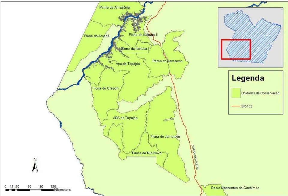 Figura 9: Criação das Unidades de Conservação ao longo do eixo da BR-163 Fonte: elaborado pelo primeiro autor a partir de dados do MacroZee da Amazônia Legal (MMA, 2010).
