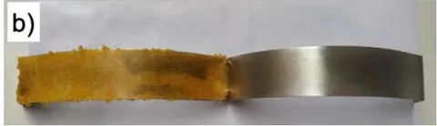 Figure 10: Failure of specimens after T-peel test, a) cohesive failure and (b) adhesive failure