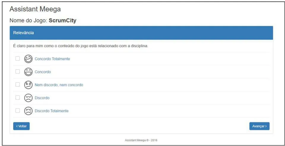 Figura 25: Tela do questionário AssistantMeega