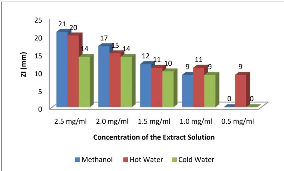 Figure 4: Antibacterial activity of T. tetraptera Fruit Extract on Serratia marcescens