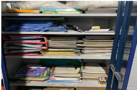 Figura 5: Acervo na sala antiga da direção escolar Fonte: Costa (2024) Figura 6: Acervo na sala atual da direção escolar