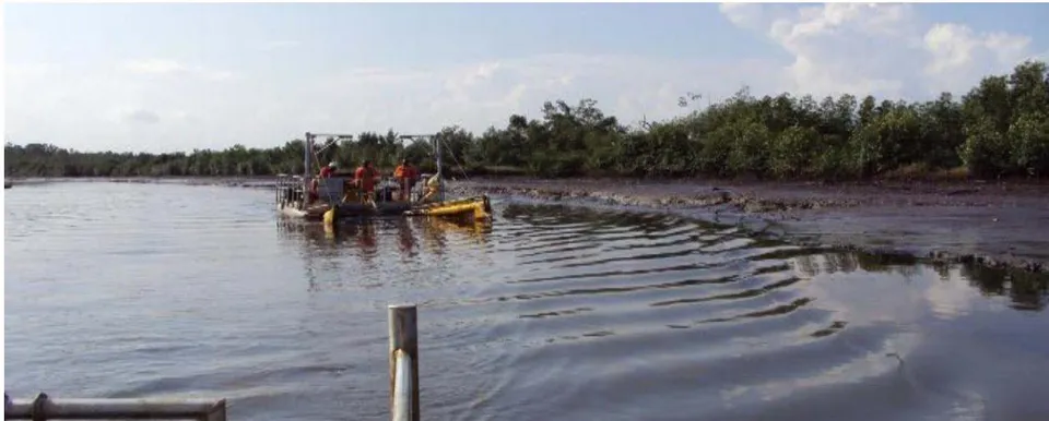 Figure 7: Inland Water Spill Due Cut Pipeline by Sabotage Figure 8: Recovery Progress in Inland Water Spill