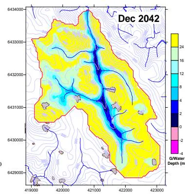 Figure 2: Simulated depth to groundwater (Croton et al 2011)