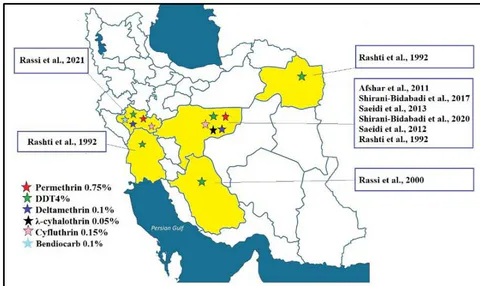 Figure 4: Status of insecticide resistance in Ph. papatasi in different parts of Iran